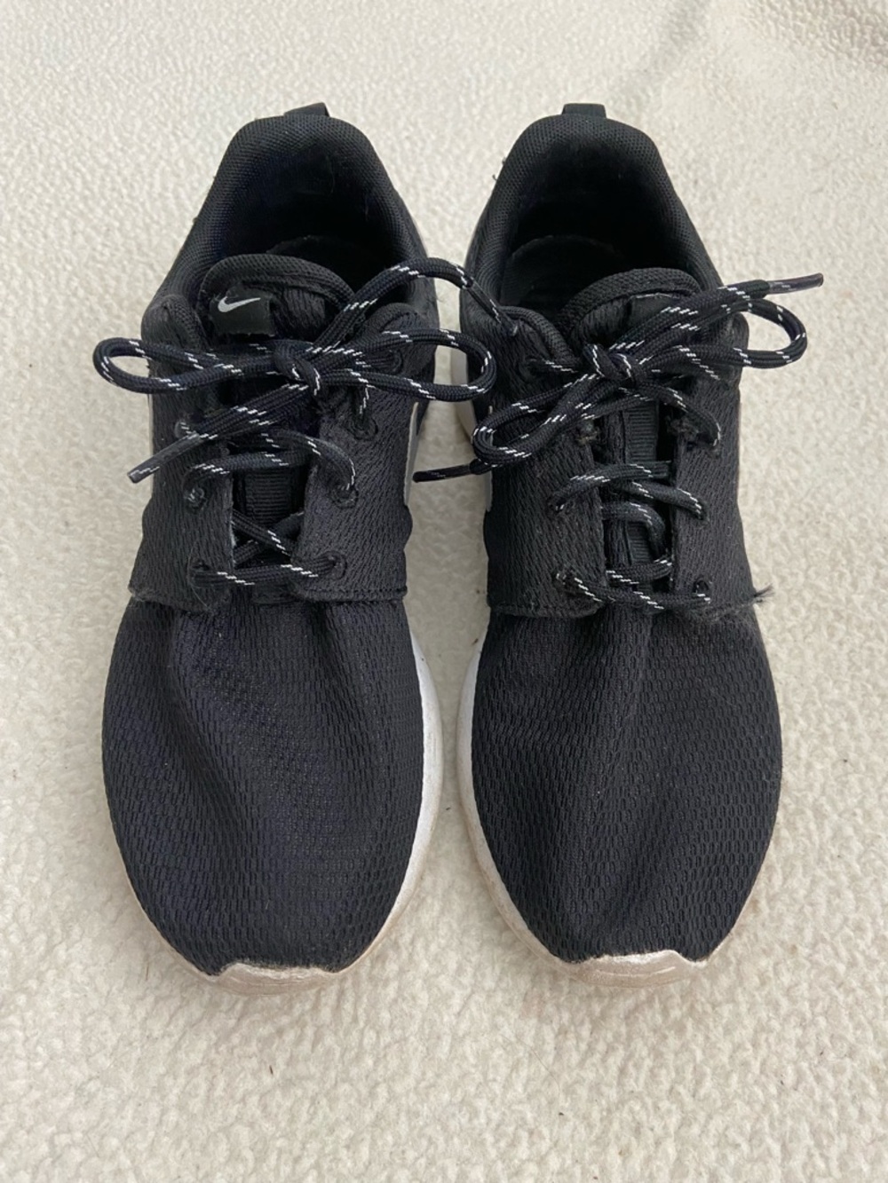 Nike Black Mesh Trainers with White Soles and Black/White Laces